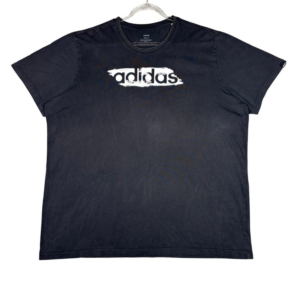 Adidas Mens Graphic T-Shirt Black White Brushstroke Logo 3XLT FM6277